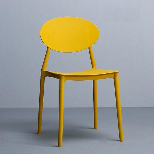 Chaise médaillon design en plastique avec assise large – Jaune