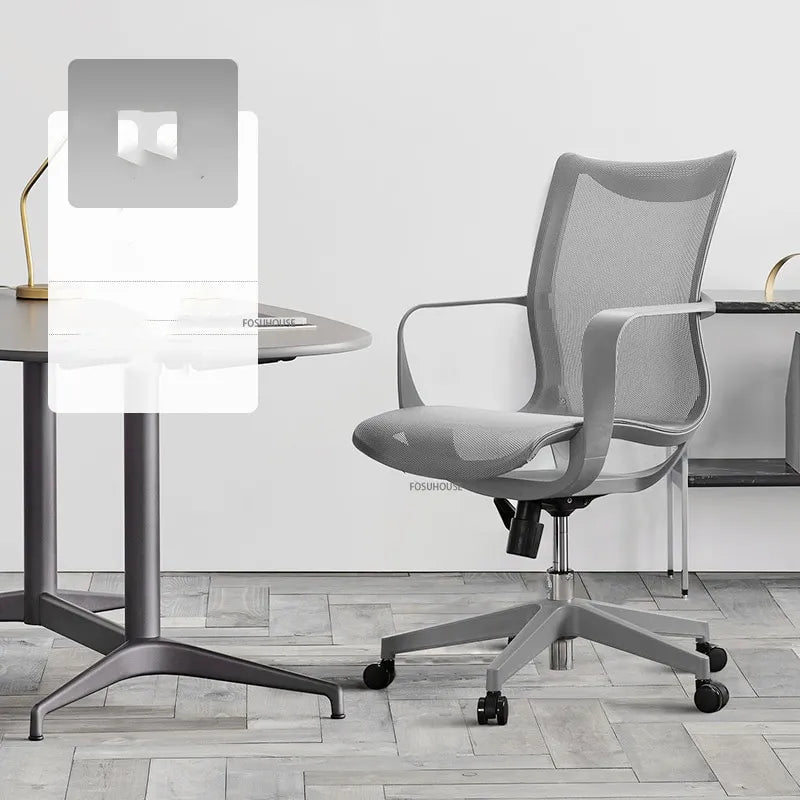 Chaise de bureau ergonomique ajustable avec accoudoirs et assise textilène