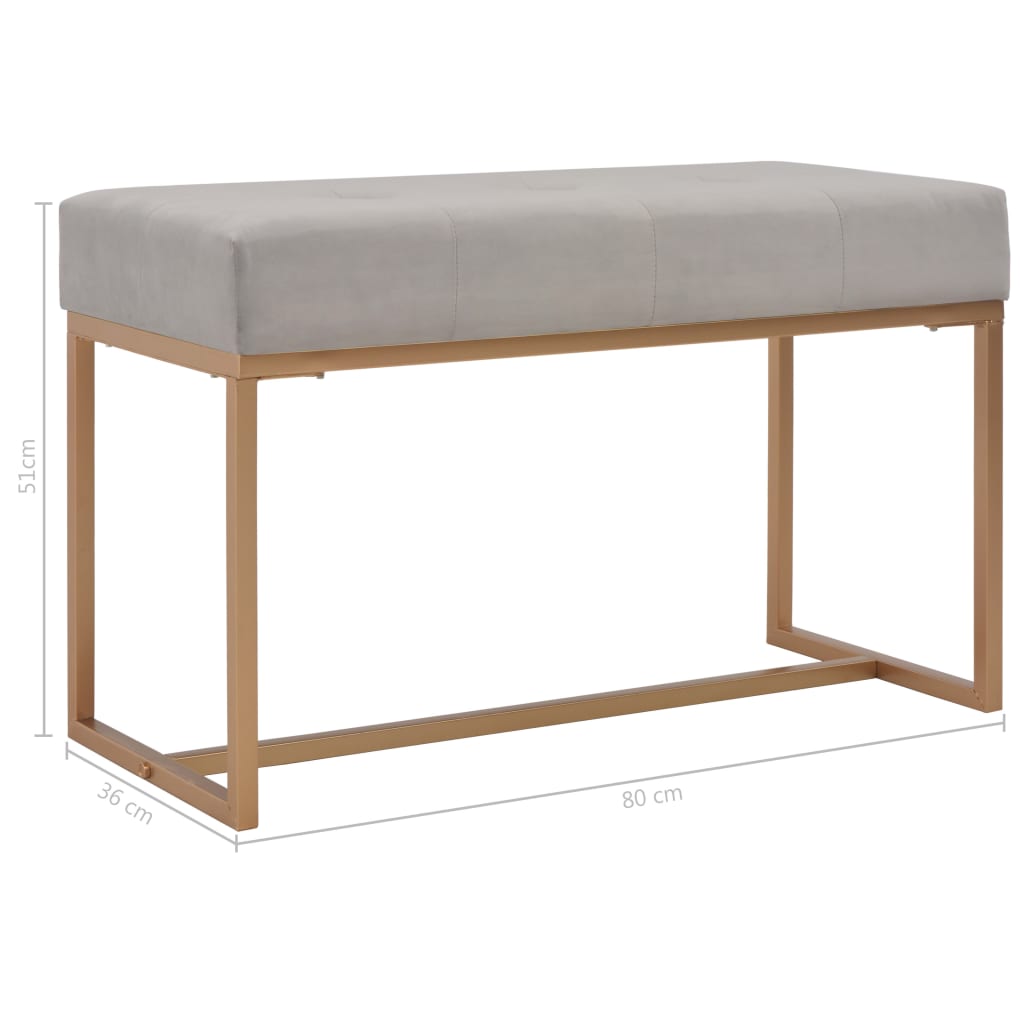 Banc design en velours gris et métal