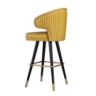 Chaise de bar en velours moutarde – Jaune