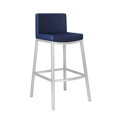 Chaise de bar design en cuir et métal avec repose pieds