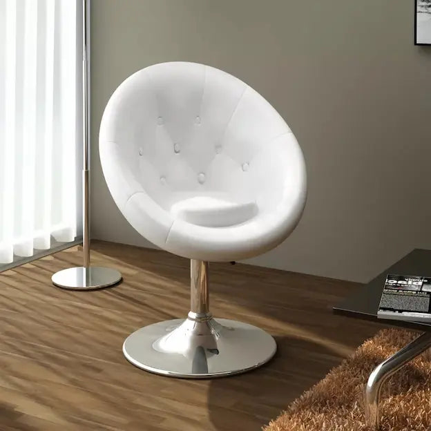 Chaise design style rétro demi sphère capitonnée à pied central