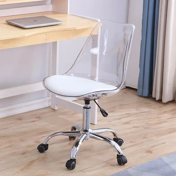 Chaise de bureau confortable rotative et design transparente