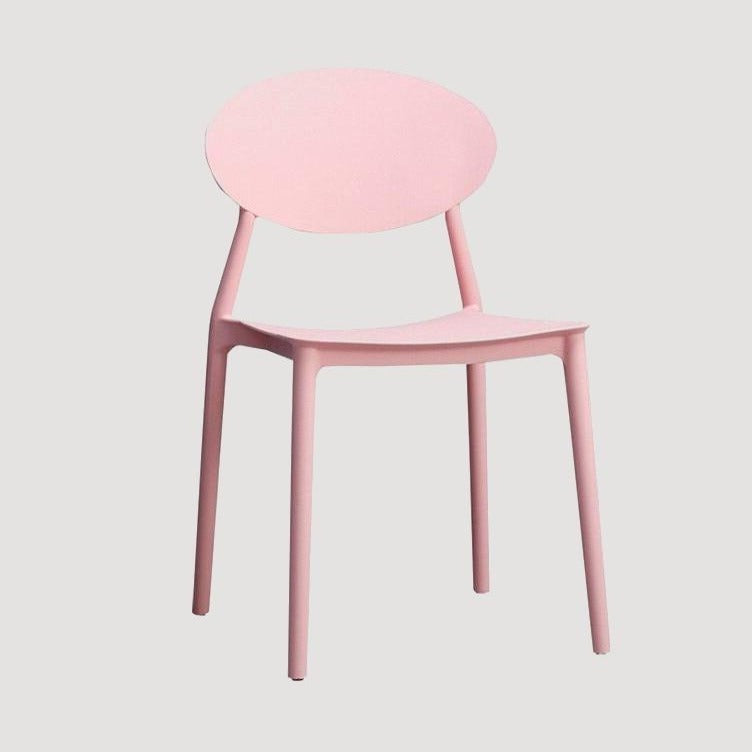Chaise médaillon design en plastique rose avec assise large