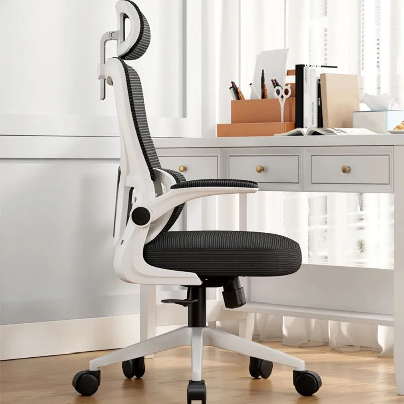 Chaise de bureau ergonomique à roulettes ajustable avec renfort lombaire et accoudoirs ajustables