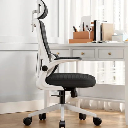Chaise de bureau ergonomique à roulettes ajustable avec renfort lombaire et accoudoirs ajustables