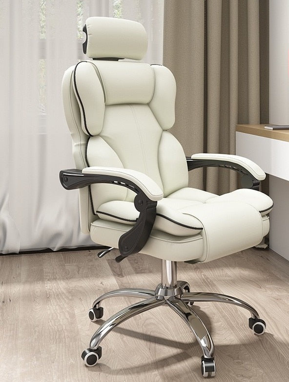 Chaise de bureau rotative sur roulettes assise fauteuil ergonomique à multiples renforts et inclinable