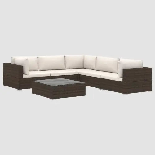 Salon de jardin avec canapé d'angle modulable et table basse