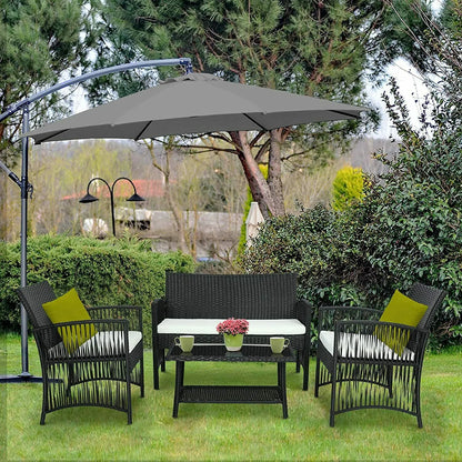 Canapé jardin en rotin avec lot de 2 chaises et table assorties pour salon de jardin
