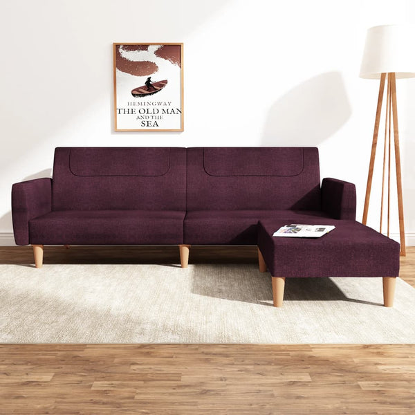 Canapé moderne minimaliste en tissu prune et pieds bois