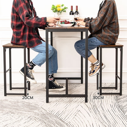 Tabouret de bar industriel hauteur 65 cm rectangulaire (lot de 2)