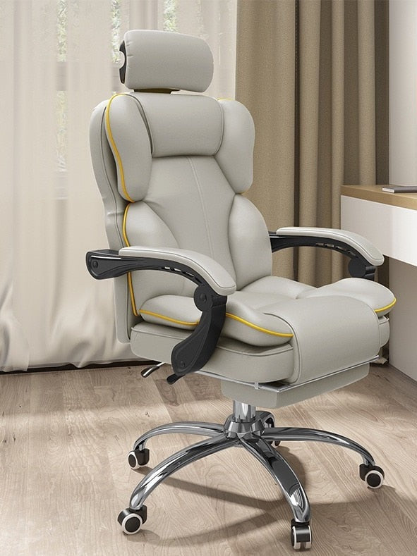 Chaise de bureau rotative sur roulettes assise fauteuil ergonomique à multiples renforts et inclinable