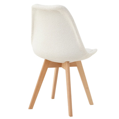 Chaise scandinave revêtement bouclette et pieds en bois (lot de 2)