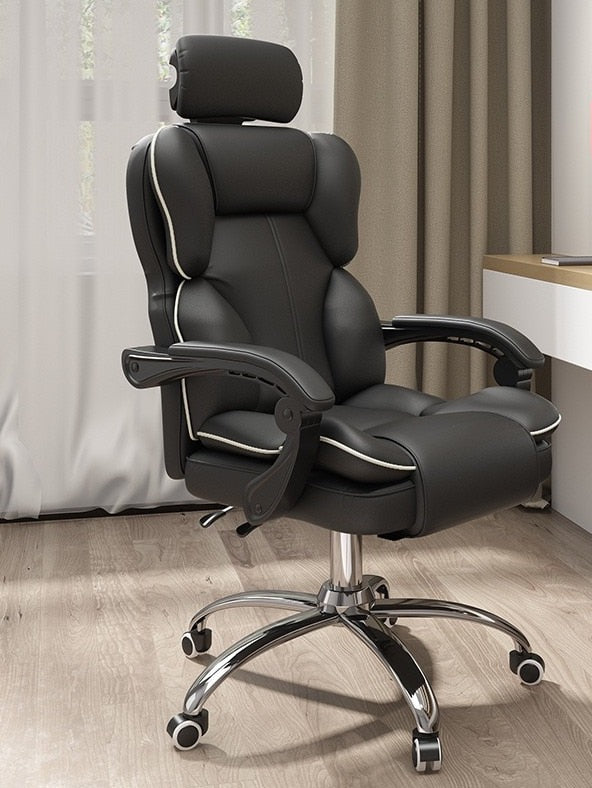 Chaise de bureau rotative sur roulettes assise fauteuil ergonomique à multiples renforts et inclinable