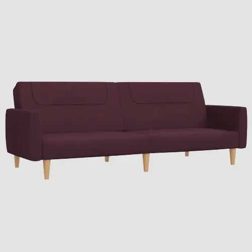 Canapé moderne minimaliste en tissu prune et pieds bois