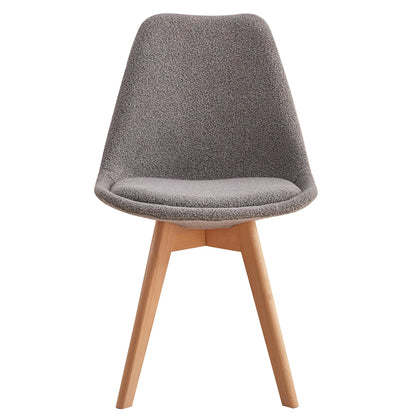 Chaise scandinave revêtement bouclette et pieds en bois (lot de 2)