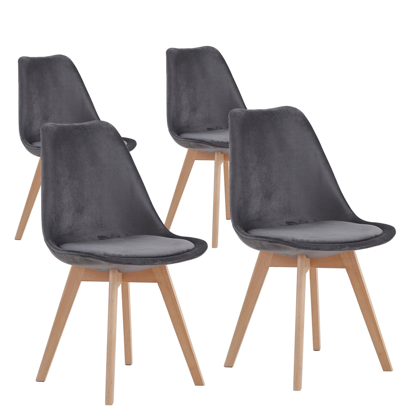 Chaise scandinave velours gris