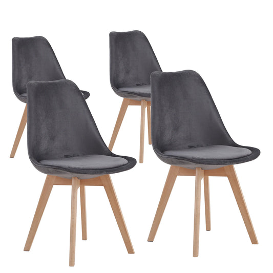 Chaise scandinave velours gris