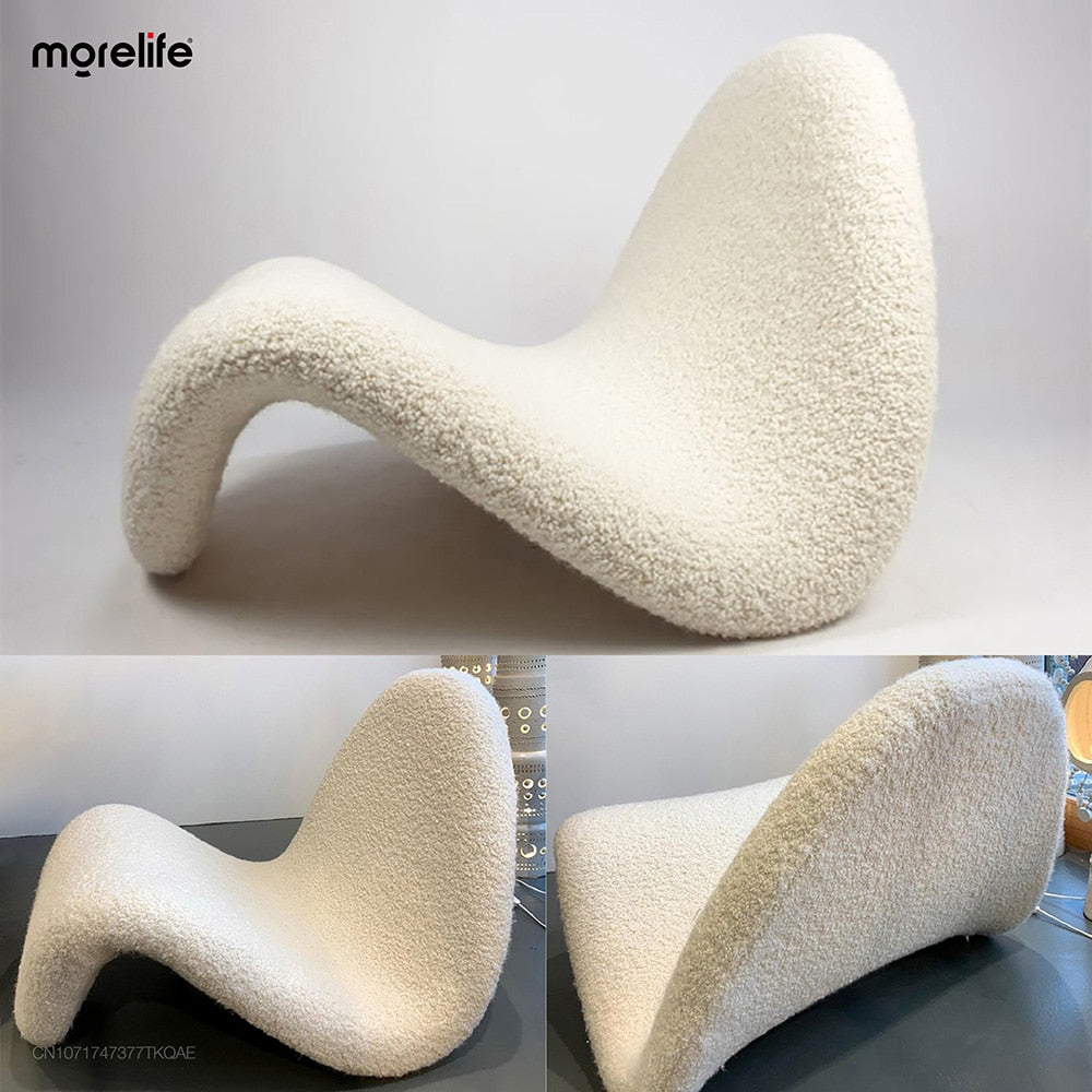 Fauteuil design bouclette écru contemporain SINUSO