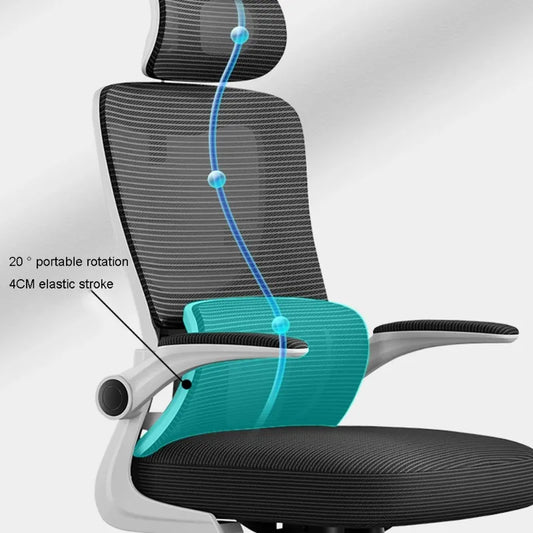 Chaise de bureau ergonomique à roulettes ajustable avec renfort lombaire et accoudoirs ajustables