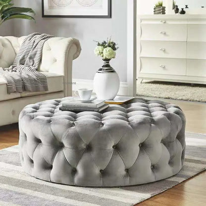 Banc design en velours circulaire capitonné
