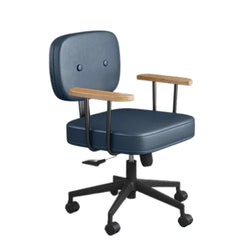 Chaise de bureau scandinave contemporaine sur roulettes avec accoudoirs bois