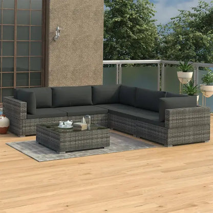 Salon de jardin avec canapé d'angle modulable et table basse