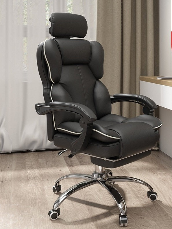 Chaise de bureau rotative sur roulettes assise fauteuil ergonomique à multiples renforts et inclinable