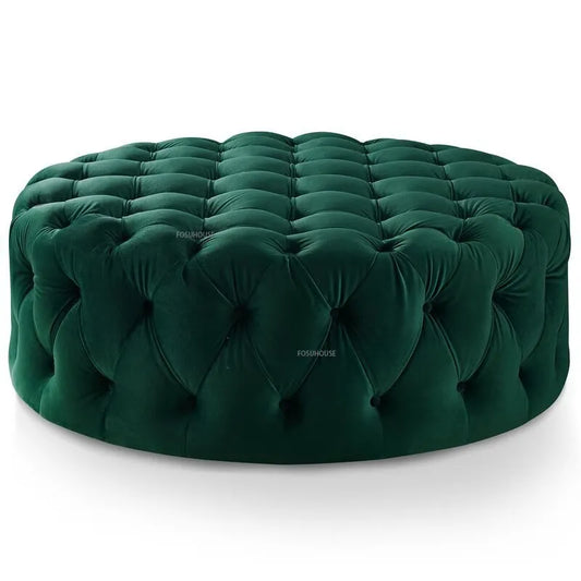 Banc design en velours circulaire capitonné