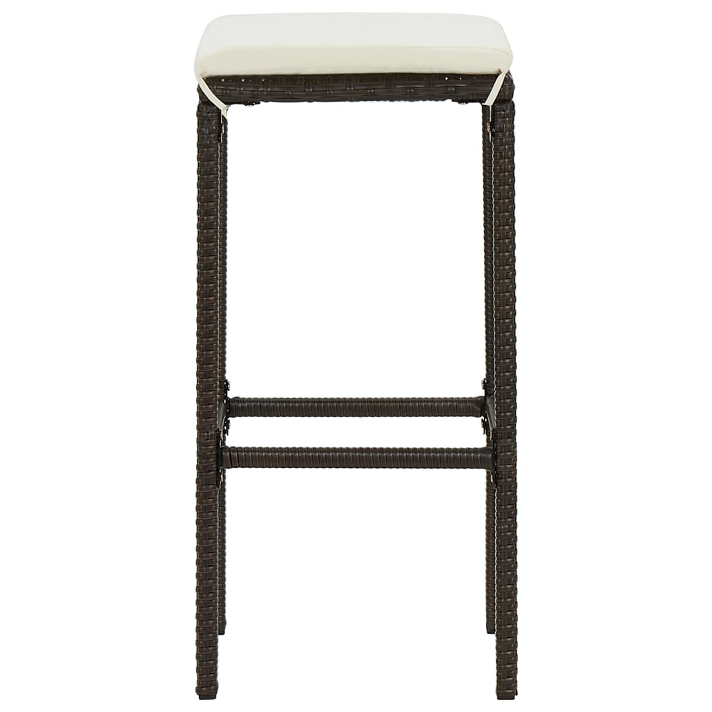 Tabourets de bar rotin noir avec repose pieds et coussin d'assise