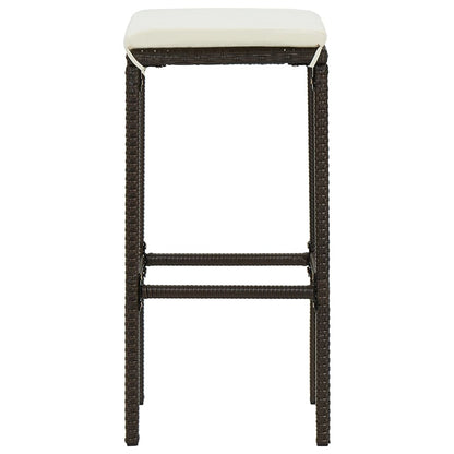 Tabourets de bar rotin noir avec repose pieds et coussin d'assise