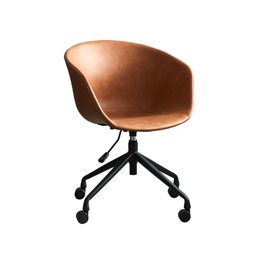 Chaise de bureau scandinave assise englobante circulaire réglable et rotative – Marron