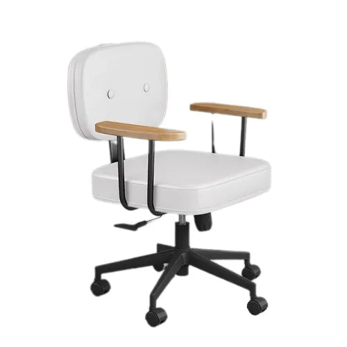 Chaise de bureau scandinave contemporaine sur roulettes avec accoudoirs bois