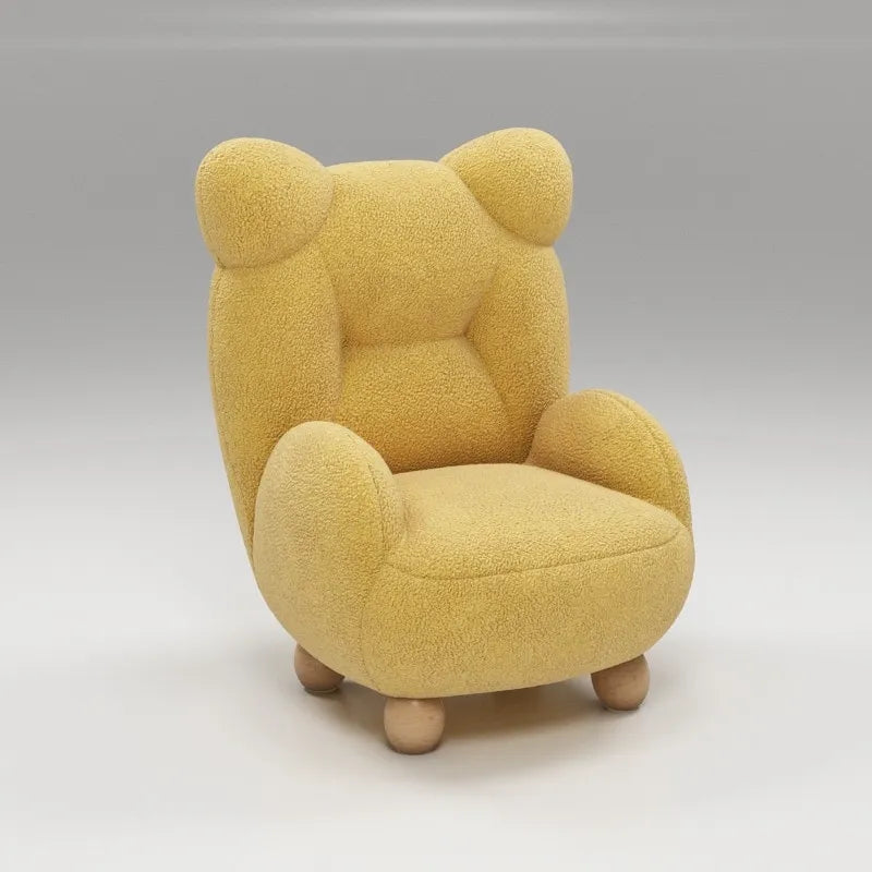 Fauteuil scandinave bouclette blanc cassé pieds en bois boule BEARY