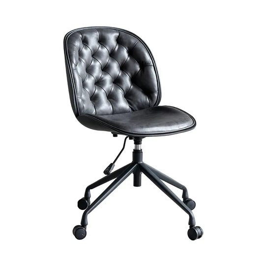 Chaise de bureau design sur roulettes d'inspiration vintage à capitons – Gris
