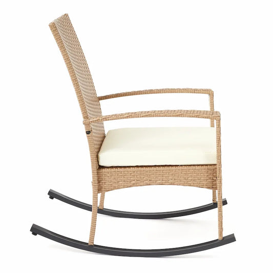 Chaise à bascule pour extérieur rotin beige