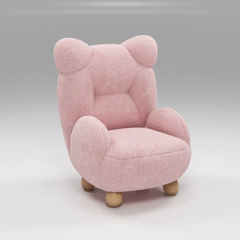 Fauteuil scandinave bouclette blanc cassé pieds en bois boule BEARY