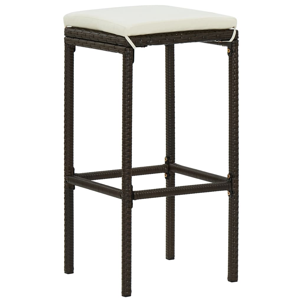 image_1Tabourets de bar sans dossier rotin noir avec repose pieds et coussin d'assise
