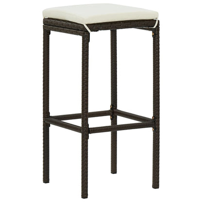 image_1Tabourets de bar sans dossier rotin noir avec repose pieds et coussin d'assise