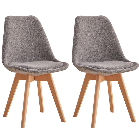 Chaise scandinave revêtement bouclette et pieds en bois (lot de 2) – Gris