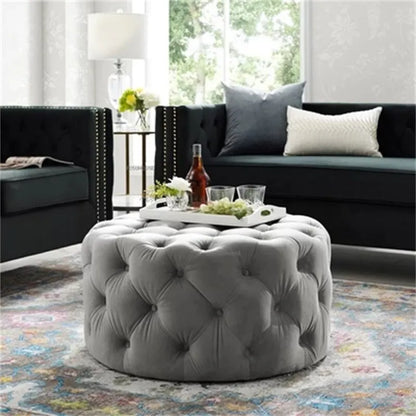 Banc design en velours circulaire capitonné
