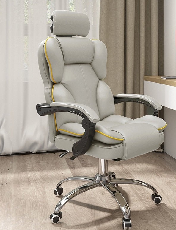Chaise de bureau rotative sur roulettes assise fauteuil ergonomique à multiples renforts et inclinable