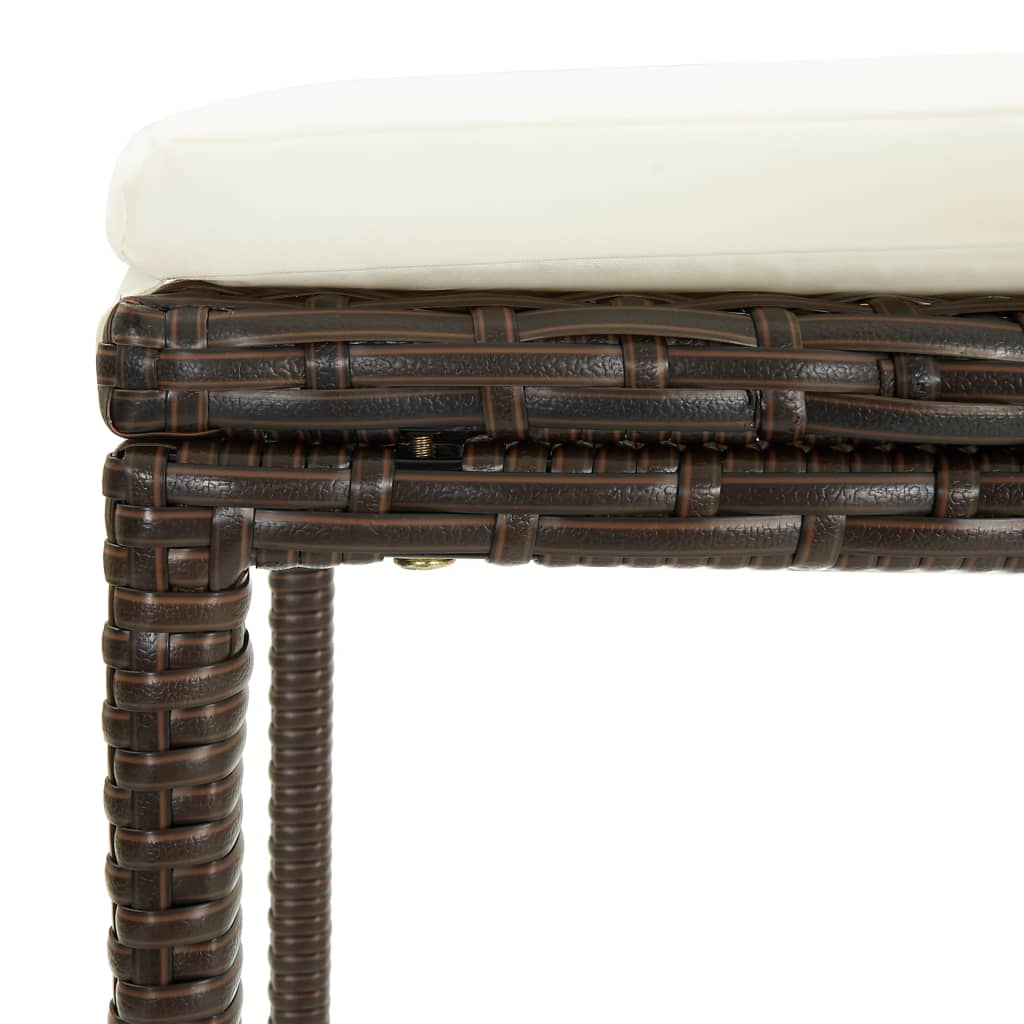 Tabourets de bar rotin noir avec repose pieds et coussin d'assise