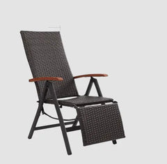 Chaise de jardin rotin gris pliable accoudoirs bois