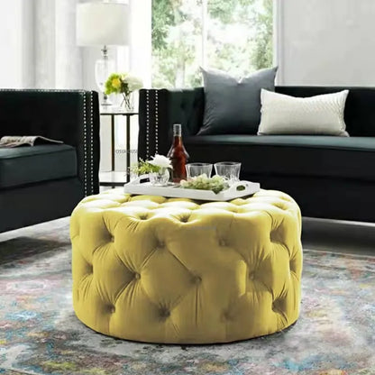 Banc design en velours circulaire capitonné