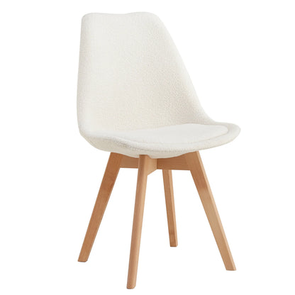 Chaise scandinave revêtement bouclette et pieds en bois (lot de 2)