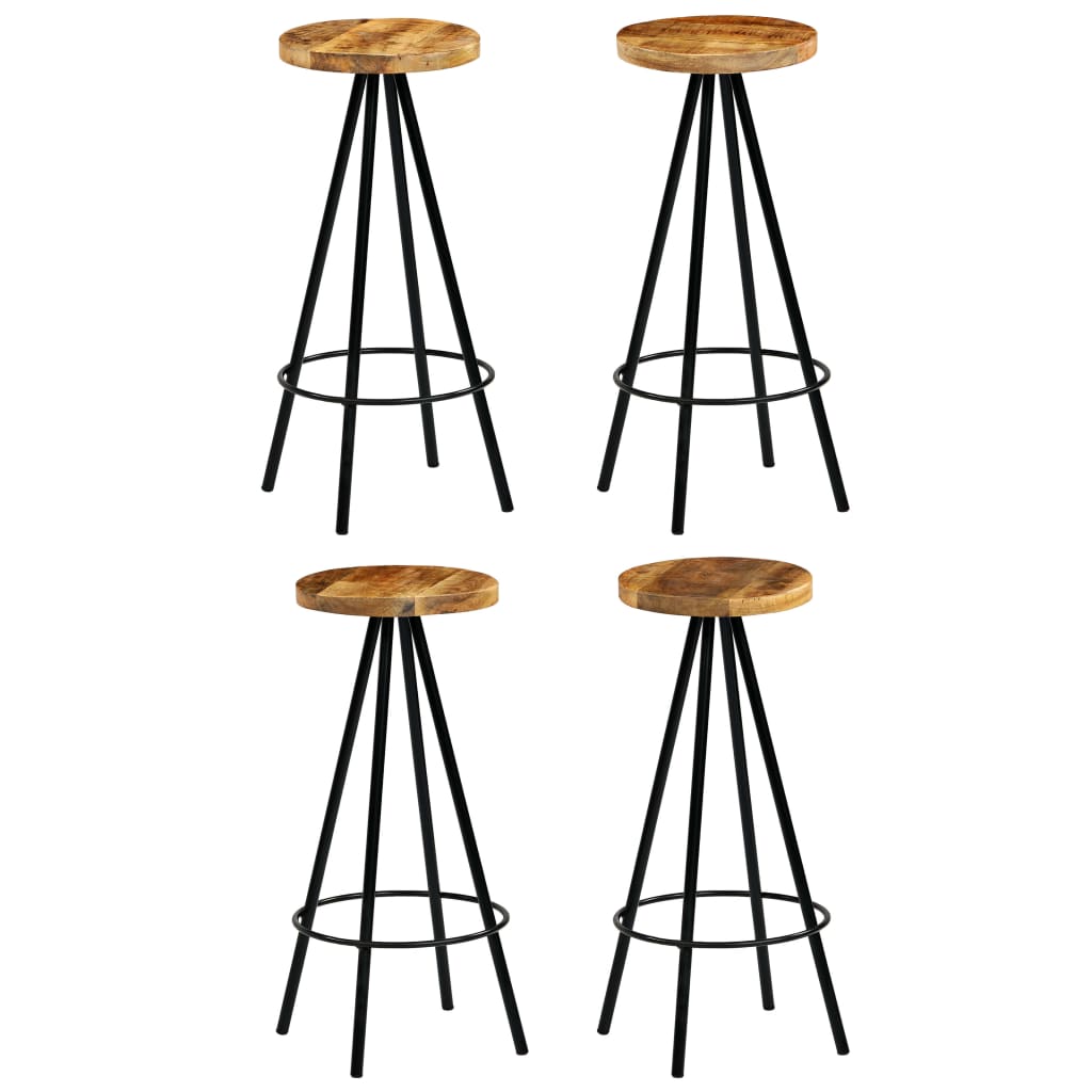 Tabouret de bar industriel rustique en bois et métal avec repose pieds et assise rondin ( lot de 4 )