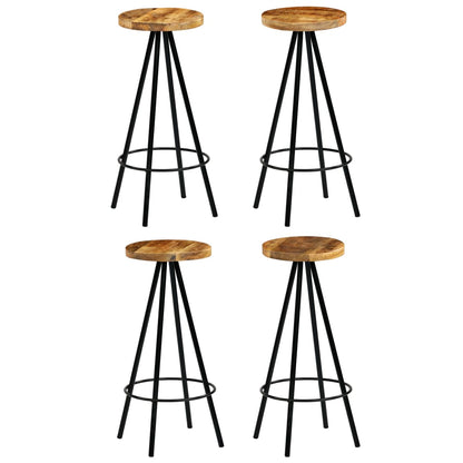 Tabouret de bar industriel rustique en bois et métal avec repose pieds et assise rondin ( lot de 4 )