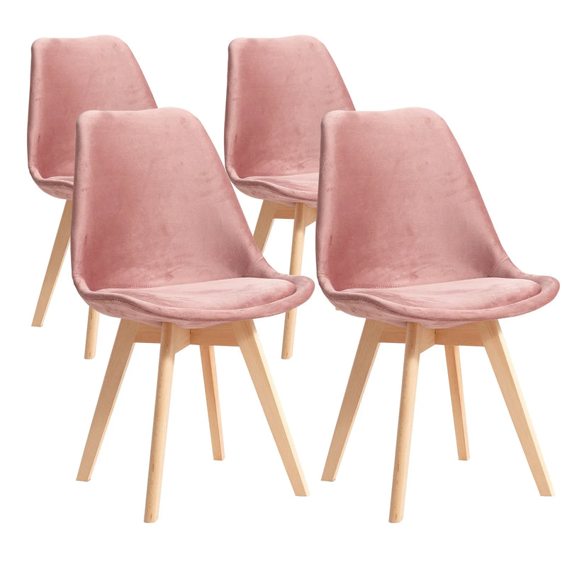 Chaise scandinave velours rose