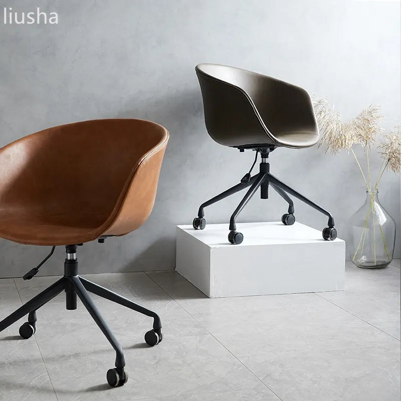 Chaise de bureau scandinave assise englobante circulaire réglable et rotative